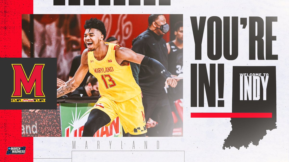 MarchMadnessMBB's tweet photo. Maryland is IN! 🕺

Welcome to Indy, @TerrapinHoops! #SelectionSunday https://t.co/m9Zeu00WGY