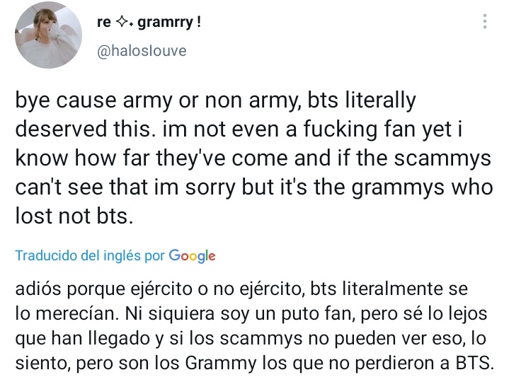 taekooklt's tweet photo. "no tienes que ser un fan para darte cuenta que literalmente son el grupo más grande actualmente"

MIREN ESTO, HASTA PERSONAS QUE NO SON PARTE DEL FANDOM NI SON ARMYS SON CONSCIENTES DE QUE BTS MERECÍA GANAR
#LightItUpBTS #BTSOurGreatestPrize @BTS_twt https://t.co/3FEHx6cwqF