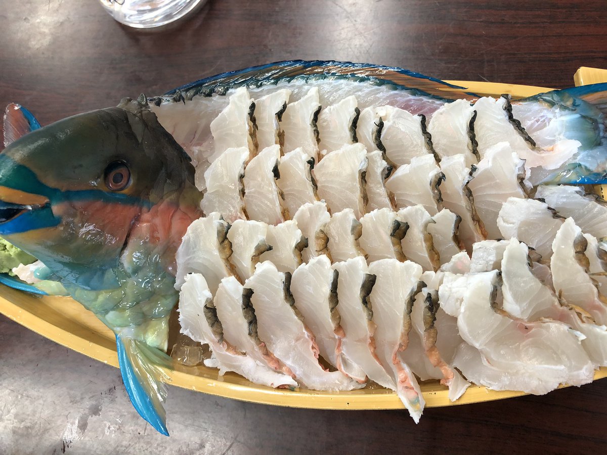 中尾芳広 今日の目的は 魚市場で新鮮なイラブチャーの刺身が食べたかった 超美味しい