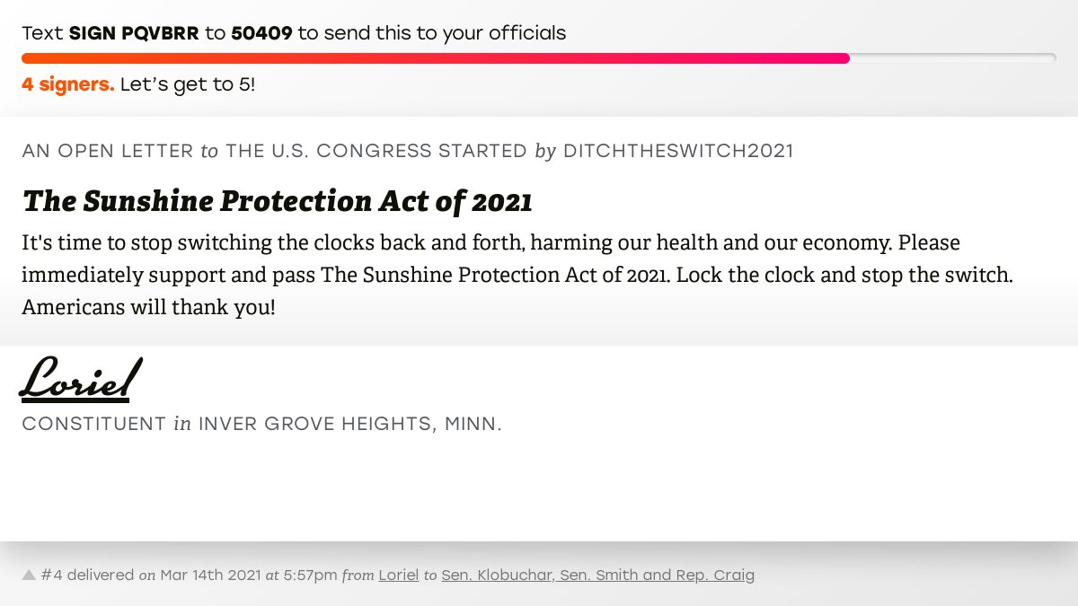 openletterbot's tweet photo. 🖋 Sign “The Sunshine Protection Act of 2021” and I’ll deliver a copy to your officials: https://t.co/EVrwau07P4

📨 No. 4 is from Loriel to @amyklobuchar, @SenTinaSmith and @RepAngieCraig #MN02 #MNpolitics https://t.co/tjkJzPcgFx