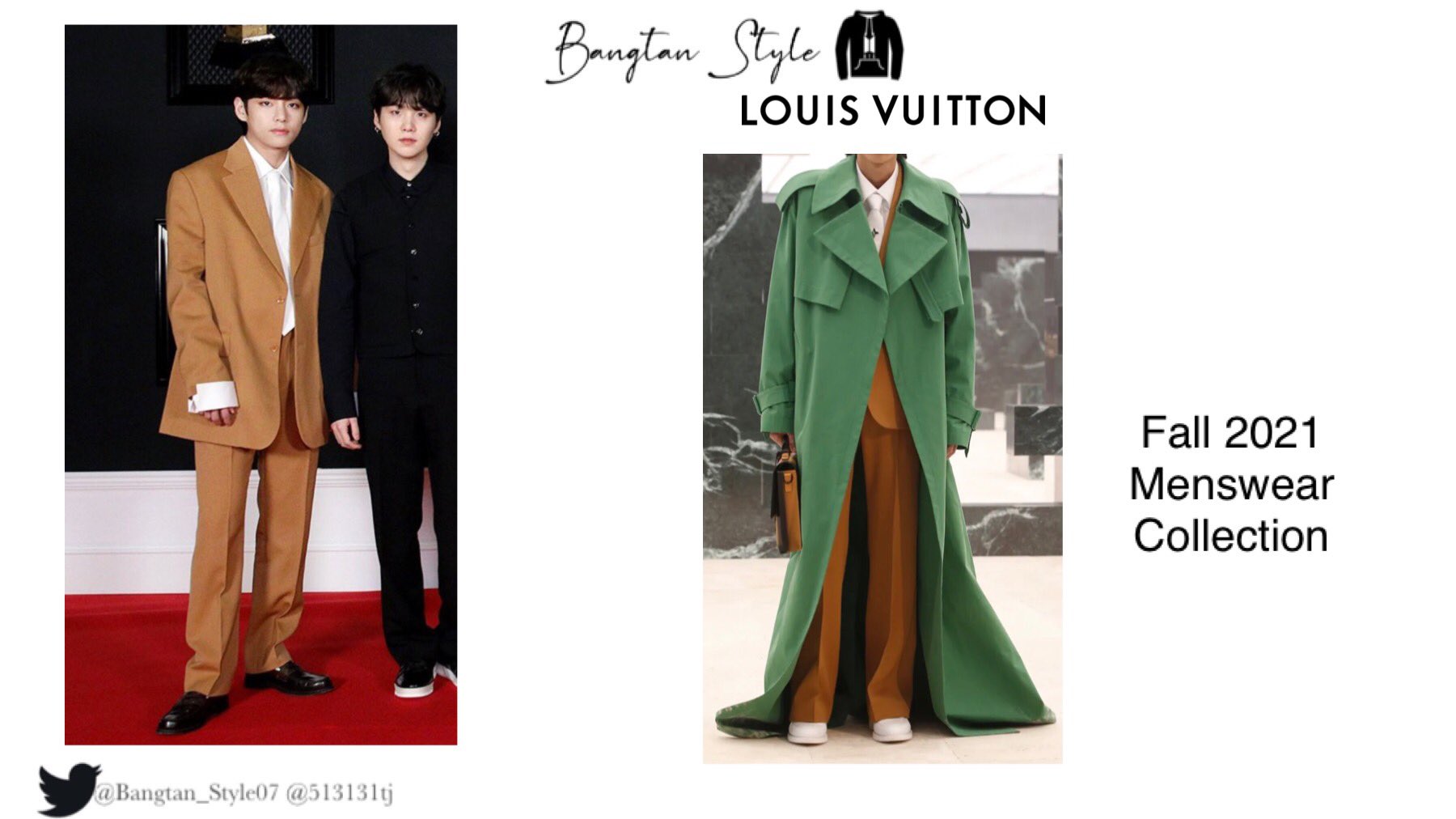 Bangtan Style⁷ (slow) on X: BTS at GRAMMYs 2021 Red Carpet Louis Vuitton  Fall 2021 Menswear Collection #RM #SUGA #JIN #LightltUpBTS  #BTSOurGreatestPrize @BTS_twt  / X