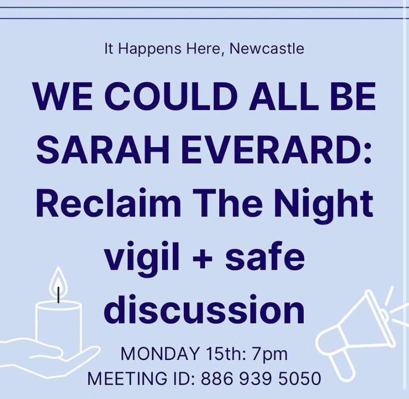 Tomorrow at 7 <a href="/ithappensNCL/">ItHappensHereNCL</a> are hosting an online vigil and a safe space for us to come together to grieve and be in a space where we all understand. This weekend hasn’t been easy and if you need a safe space tomorrow please come along x