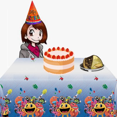 Treundex's tweet photo. Es su cumpleaños y está ansiosa de que lleguen sus invitados. Hay pastel y haggis para todos. https://t.co/tZ09VMozT2