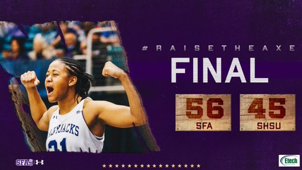 So happy and proud of this team!!! What a season and we are still going!! HUGE shoutout to the SFA faithful in the building today...we felt it!!! #AxeEm