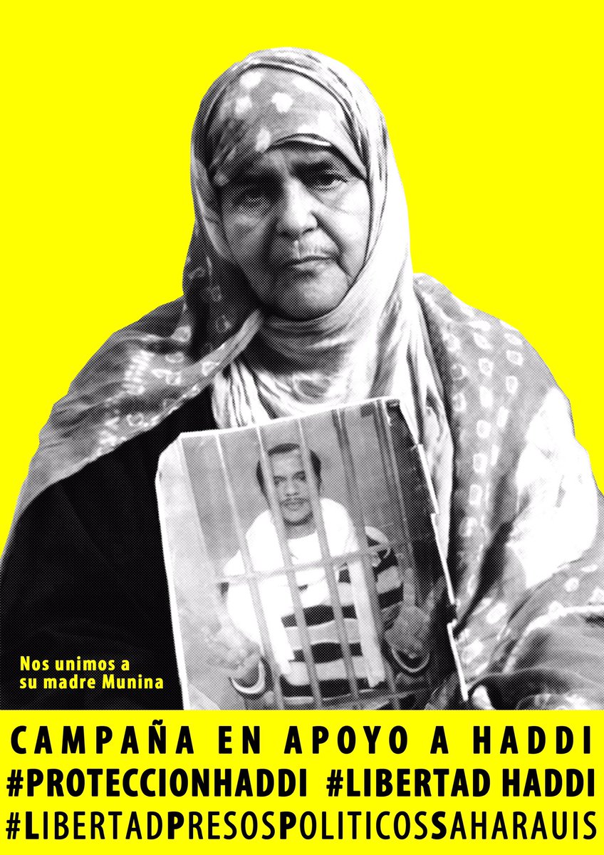 🆘 🇪🇭 Given the emergency of the situation of the Sahrawi political prisoner Mohamed Lamin Haddi, join your voice to his mother Munina.
Share the text and visuels (in the link👇) to campaign :
urlz.fr/f8In
👉 Sign the petition : urlz.fr/f8ID 
#libertadHaddi