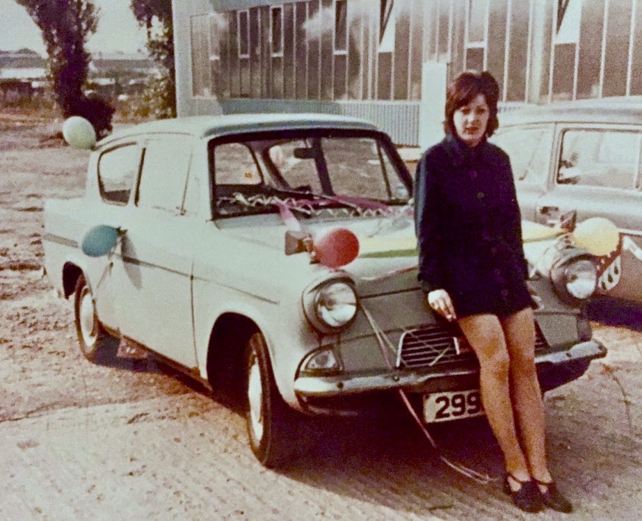 richgoodingcom's tweet photo. In 1971, it was a #Ford Anglia. Has also sat behind the wheel of a #Riley Elf, two Fiesta 1.1Ls, Sierra 1.3L, #Vauxhall Astra Merit, and a succession of five #Renault Clios! #MumsCar #HappyMothersDay https://t.co/wNluzt3gQB