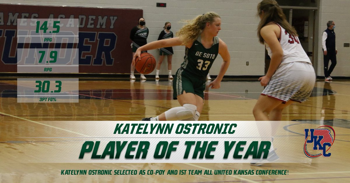 Congratulations to Katelynn Ostronic on being selected as the UKC Co-Player of the Year and as a 1st Team All UKC selection. <a href="/DeSotoLadyHoops/">Wildcat Basketball</a>