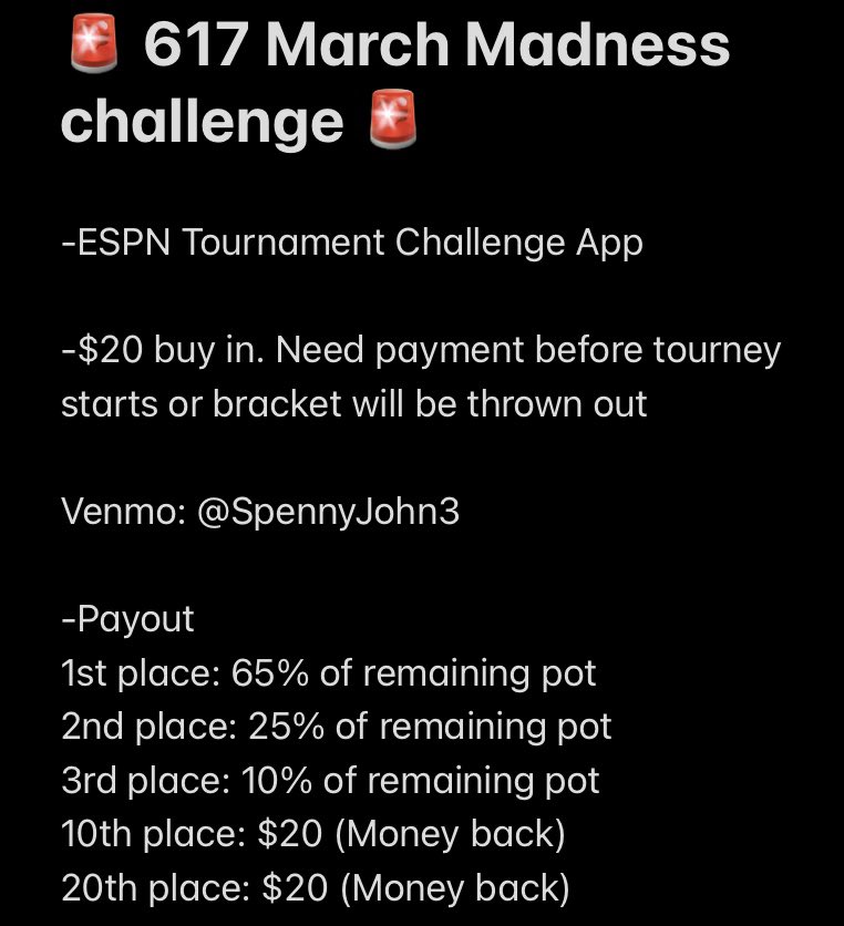 617Bets's tweet photo. Friends of 617, March Madness is here! DM/Venmo to enter! https://t.co/Odi2aJ8sr0