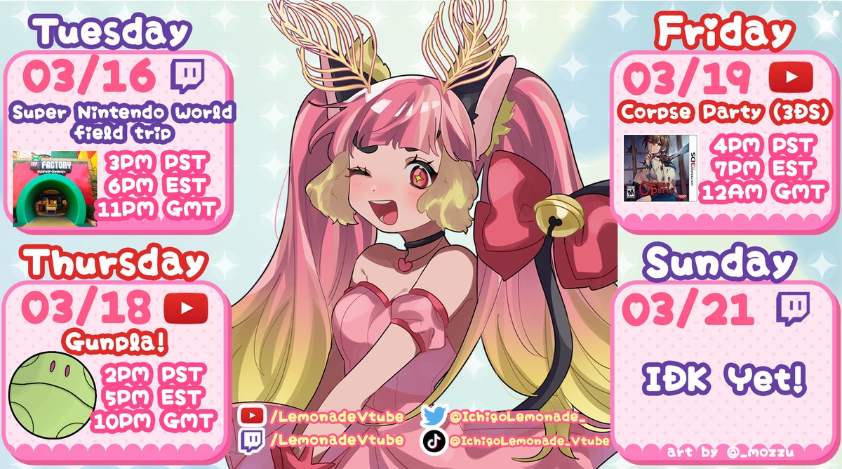 ichigolemonade_'s tweet photo. Here's my schedule for this week!
https://t.co/Z6EqX3u7bP
https://t.co/3jLXsAgTl1
https://t.co/QpGgCUvo0O
Art: #IchiArt/#IchiLewd
Builds: #IchiPla
Clips: #IchiLive https://t.co/nUjsaKxpUo