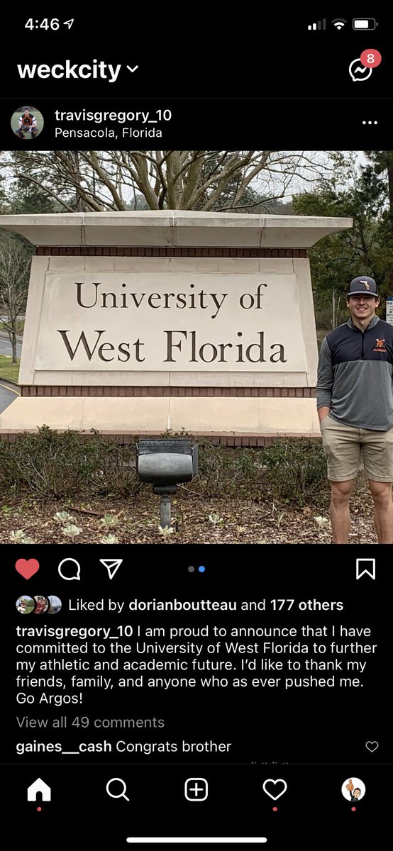 WinterParkCats's tweet photo. Congratulations to 2021 Travis Gregory on his commitment to the University of West Florida!! @TravisG_10 https://t.co/rgt65gRcBC