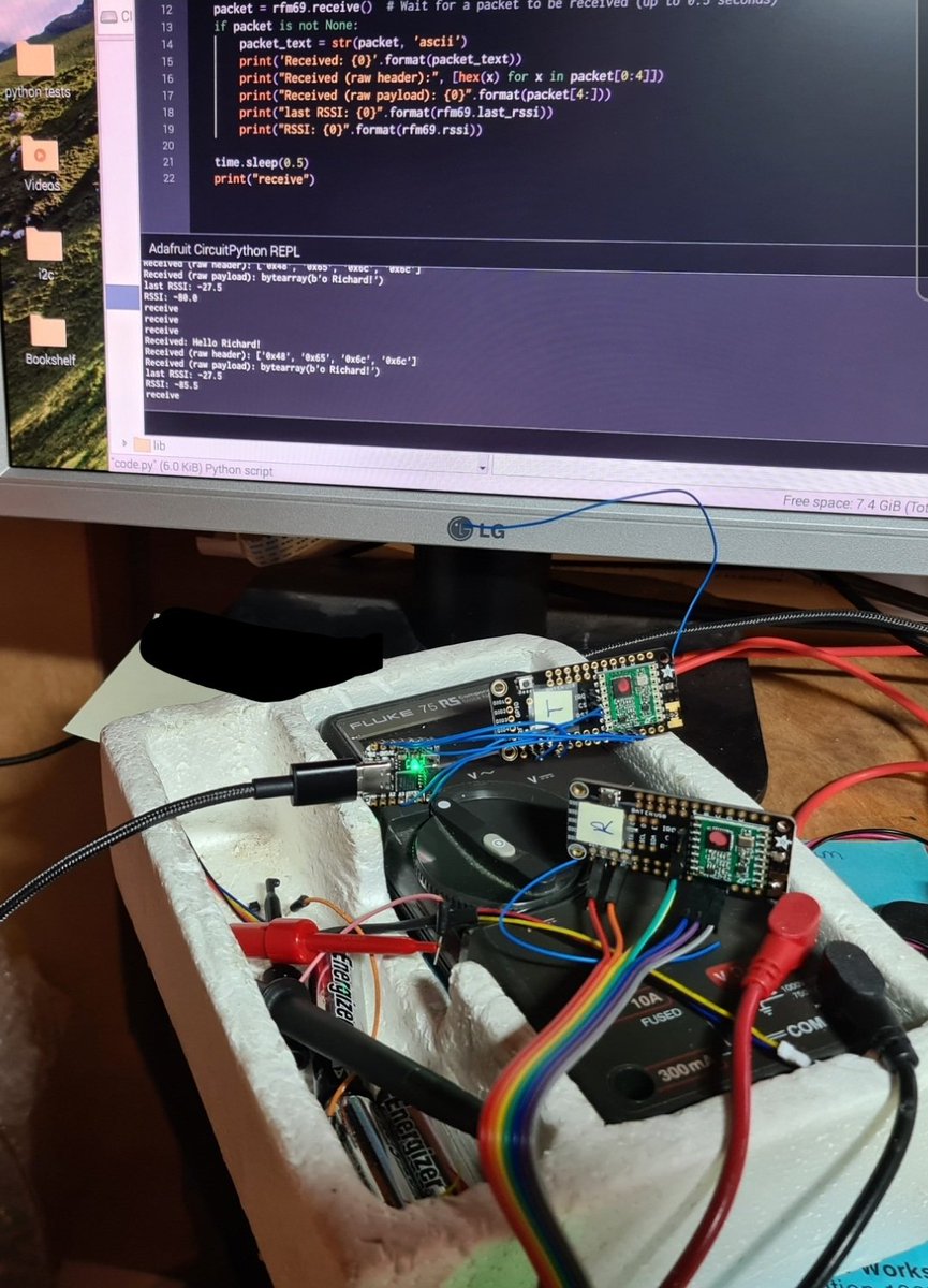 rdnewsham's tweet image. I have comms using 2 x #adafruit RFM69 radios. Still to play and learn them but the basic is done. 
This is for a #variometer project.
So far I&apos;m able to use #circuitpython to program the project.
The speaker is done. The BMP390 is doing its job well.
