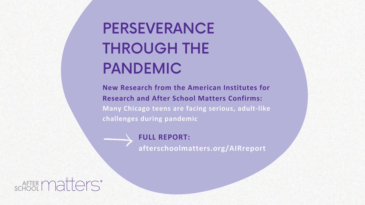 afterschool4all's tweet photo. A new report published by @Education_AIR and @AftrSchoolMttrs found many teens are facing
serious, adult-like challenges. These findings confirm: teens and our communities need continued
support. Read the full report: https://t.co/aYGers2gmk #AIRASMReport #TeensMATTER https://t.co/hgQRtL5xF8