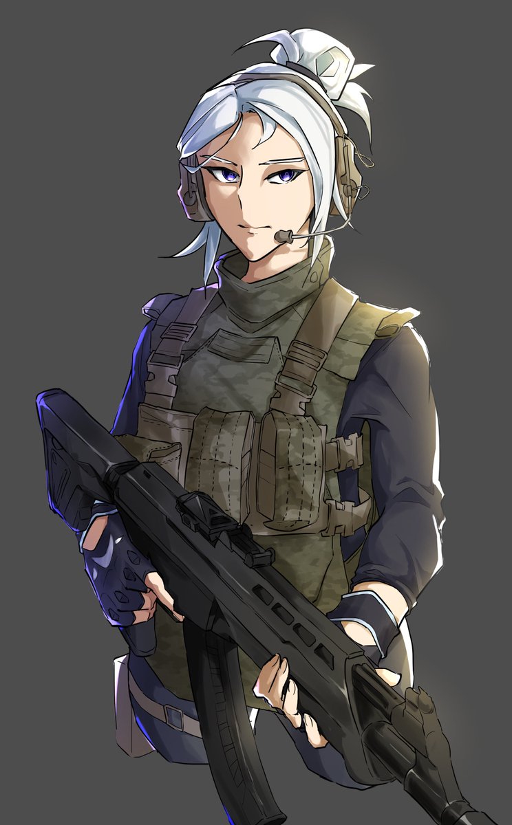 1girl weapon gun solo gloves assault rifle rifle  illustration images