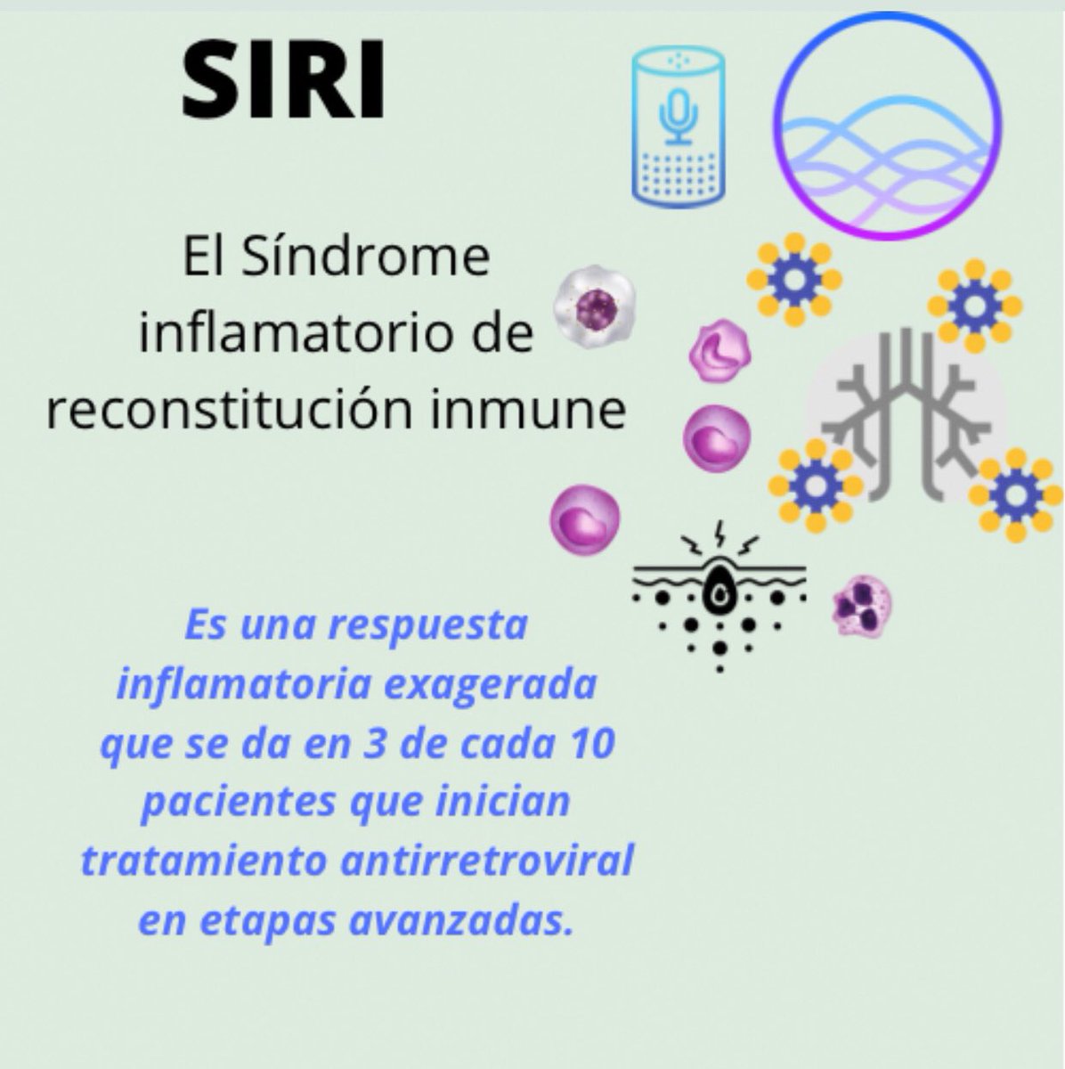 JezMex's tweet photo. Sabes qué es el SIRI 📱 ? - No ! No es la asistente de Apple 🍎
Es un #síndrome #inflamatorio de relevancia clínica en quienes inician tratamiento antirretroviral 💊🦠
-conoce más al respecto- https://t.co/3Yqffp2zWr