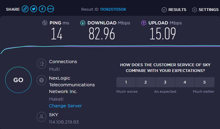 mitsubishiboi's tweet photo. #SkyCable bumped my speed to 80mbps. Sweet! I guess am making this my primary home connection now. #PLDTFibr at 30mbps slides down to back-up mode. Second princess. Runner-up. Alternate. Potentially disconnecting this. LOL. https://t.co/ohyVCEx8ik