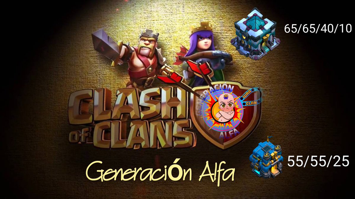 GENERACIÓN ALFA
Clan de guerras continuas, Liga para todos, juegos completos y obligatorios, si eres comprometido y lo pasas bien en clash of clans, este es tu clan 👊