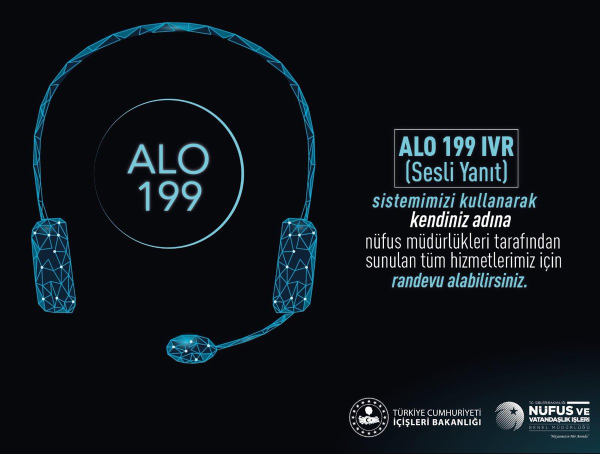 Nüfus müdürlüklerinden randevu almak artık daha kolay❗

✅ İşlemleriniz için ALO 199’u aradığınızda sesli yanıt sistemi üzerinden vatandaş temsilcisine bağlanmadan, ilgili menüleri takip ederek kendi adınıza kolayca randevu oluşturabilirsiniz.

#HayatınızınHerAnında