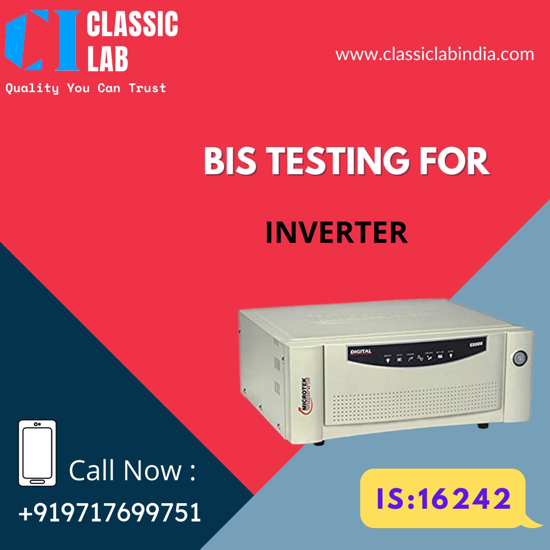 ClassicLabIndia's tweet photo. BIS Testing for Inverter
.
.
For more visit https://t.co/zGmEED2xdP
Email id : classiclab@gmail.com
#Testing #TestingLab #Calibration #QualityServices #NABLab #BestLab #ClassicTestingLab #ClassicLabIndia #CalibrationServices #NABLandBISApprovedLab #Inverter https://t.co/M5imGPwXZ5