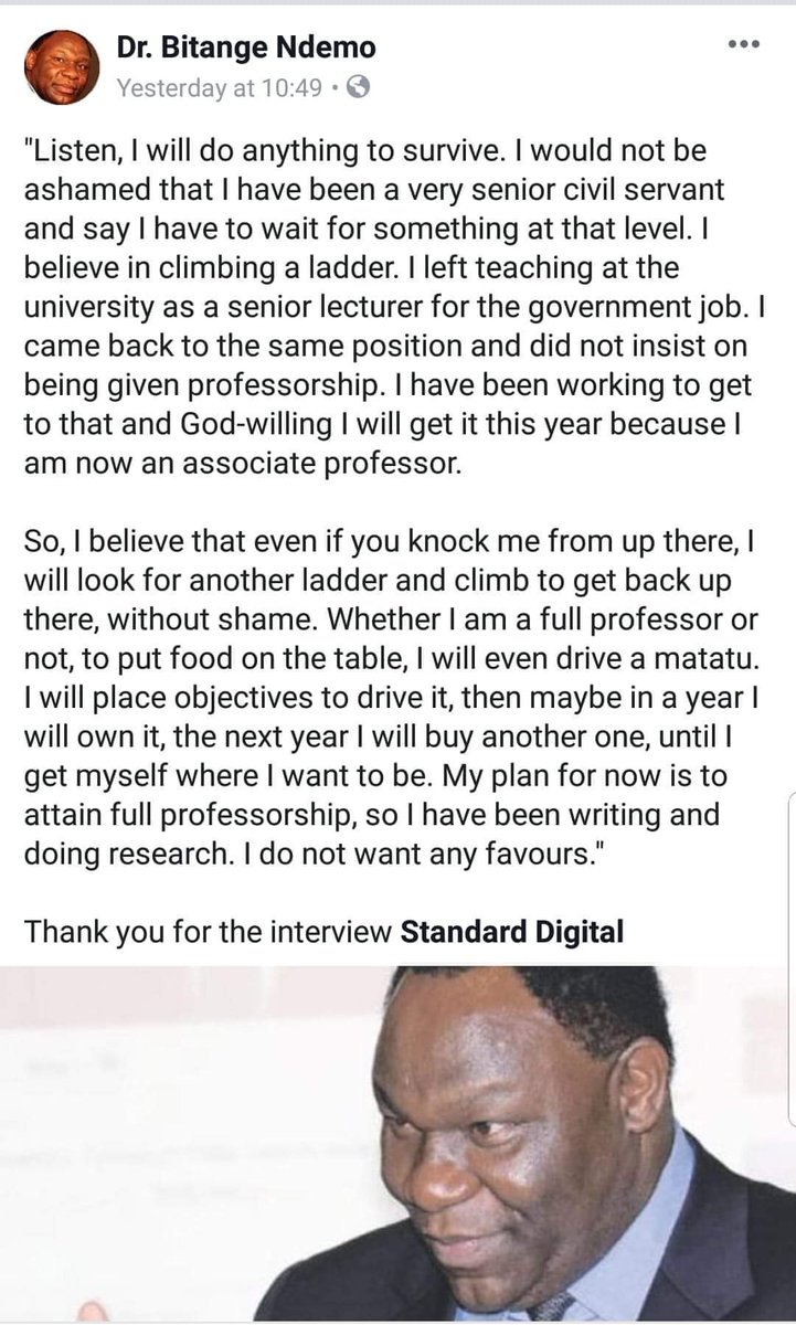 EzekielMutua's tweet photo. Good morning friends. May this statement by my former boss Prof. Bitange Ndemo inspire you this week and may God bless your plans and give you success! https://t.co/ST0AIIa4Ob