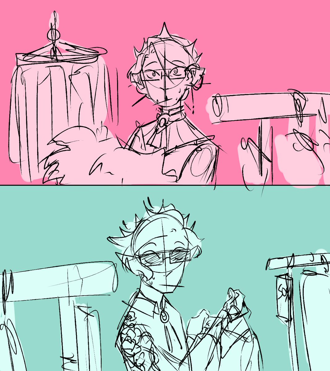 ElmFlowers_Art's tweet photo. these two both wear the same things ergo it would be totally possible for them to run into each other like this while shopping for clothes.

[#eretfanart #technofanart #royaltwt #basstwt #dsmp #dreamsmp] https://t.co/OuEKRwTucV