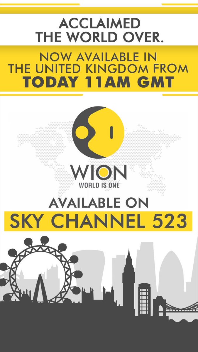sudhirchaudhary's tweet photo. Very happy to announce India’s very own international news channel ⁦@WIONews⁩ is launching in the UK on SKY. Team WION welcomes our viewers in the UK. https://t.co/5Vo2MmqURk