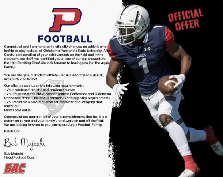 Blessed to receive an offer from OPSU  <a href="/LilElmFootball/">Little Elm Football</a> <a href="/JustinHart10_/">Coach Hart</a>