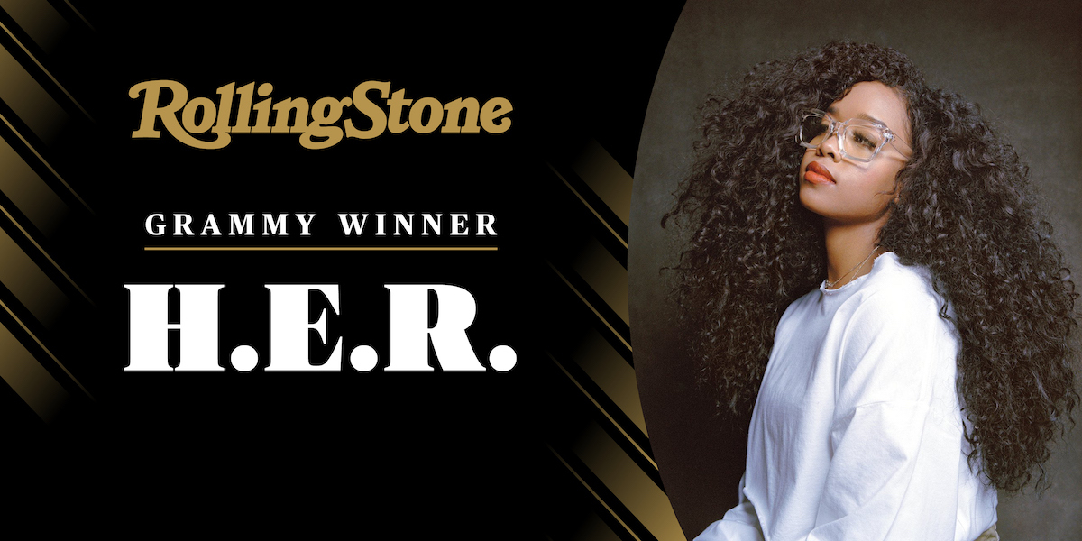 RollingStone's tweet photo. H.E.R. wins Song of the Year for "I Can't Breathe" #GRAMMYs https://t.co/O7uk47YnDC https://t.co/8fhmtcjEqS