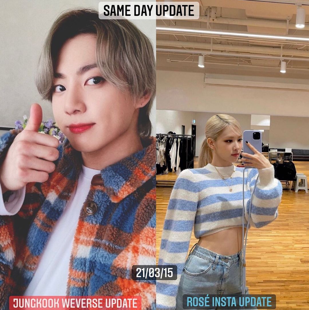 roseskookieau's tweet photo. Daddy kook is telling Rosie, she did a great job for yesterday's show 👀. And then the other photo shows the same flowers.... my rk heart 🤧 
🔗roskookiess(IG) https://t.co/nMZ9r1SwKE