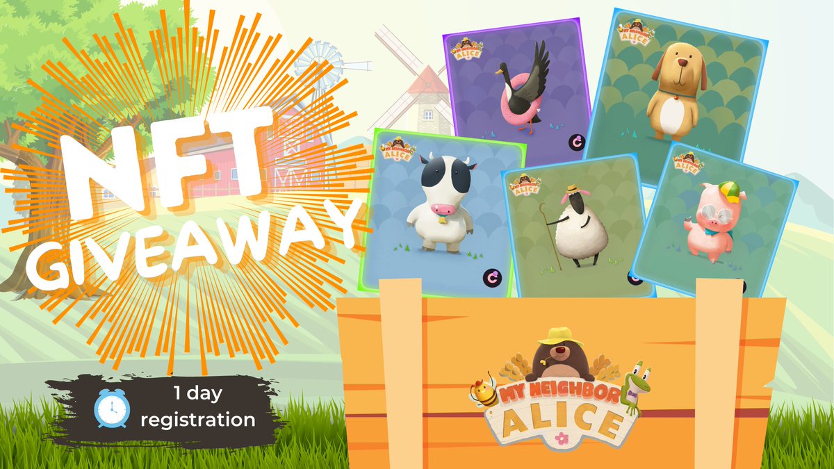 MyNeighborAlice's tweet photo. 👩🏼‍🌾 To celebrate $ALICE going live on @Binance today, we're giving away 10 NFTs in the #Chromia Series 🎁

🐶🐑🐷🦆🐮
SIGN-UP PERIOD: March 15 02:30 UTC to March 16 02:30 UTC
PRIZE: 1 NFT each for 10 lucky winners
ANN: March 17 WED 14:00 UTC
REGISTER HERE: https://t.co/Pju5zvft9q https://t.co/4SwLRuzaQs