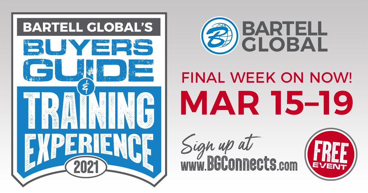 OPEN NOW! Our Buyers Guide and Training Experience is OPEN again for our FINAL WEEK! Register now — or anytime this week. Doors close again on Friday, March 19.
Joins us at hubs.ly/H0Jd3wP0
#BartellGlobal #NotJustAnotherVirtualTradeshow #ConstructionChoseMe