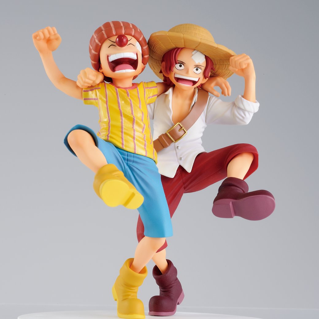 One Piece スタッフ 公式 Official 一番くじワンピースlegends Over Time おでん過去編に登場するロジャー海賊団が一番くじ最新作に集結 まずはe賞の見習いシャンクスとバギー 少年時代初となるリアルフィギュアだ 21年4月登場予定