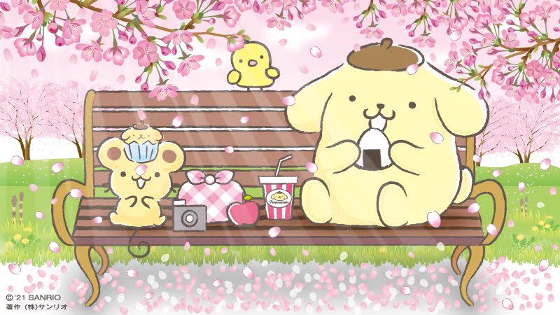 サンリオ　お花見マスコットホルダー　桜　シナモン　ポムポムプリン ポムポムプリン【公式】 on X: 