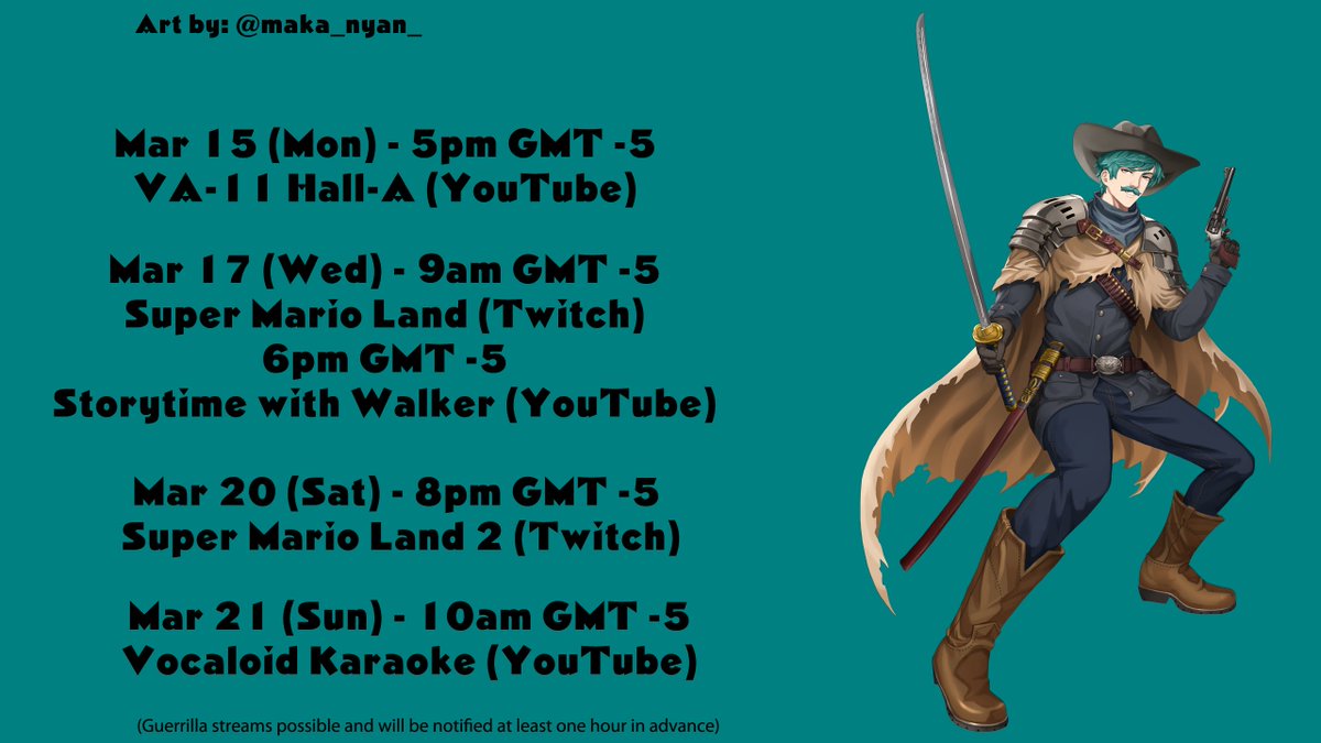 WalkerSunriseEN's tweet photo. Schedule update! Trying some new things I've wanted to do this week! Two streams on Wednesday!
Tags:
#WalkerSunrise - General
#Pardners - Fans
#WalkOnAir - Livestream
#WalkArt - Fanart
#WalkERO - NSFW
#SunnySideUp - Meme
#VTSD - VTuber Support Division https://t.co/BjYS51al5T