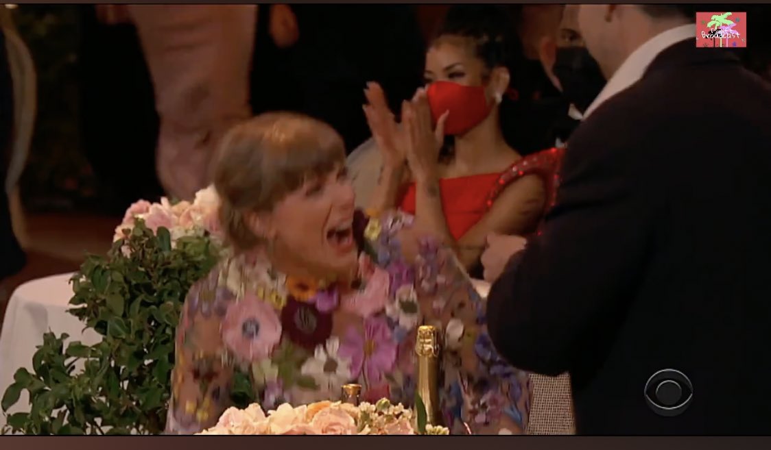 SwiftNYC's tweet photo. TAYLOR SWIFT WON ALBUM OF THE YEAR FOR FOLKLORE  !! HER REACTION #GRAMMYs https://t.co/eNBtoF4mWQ