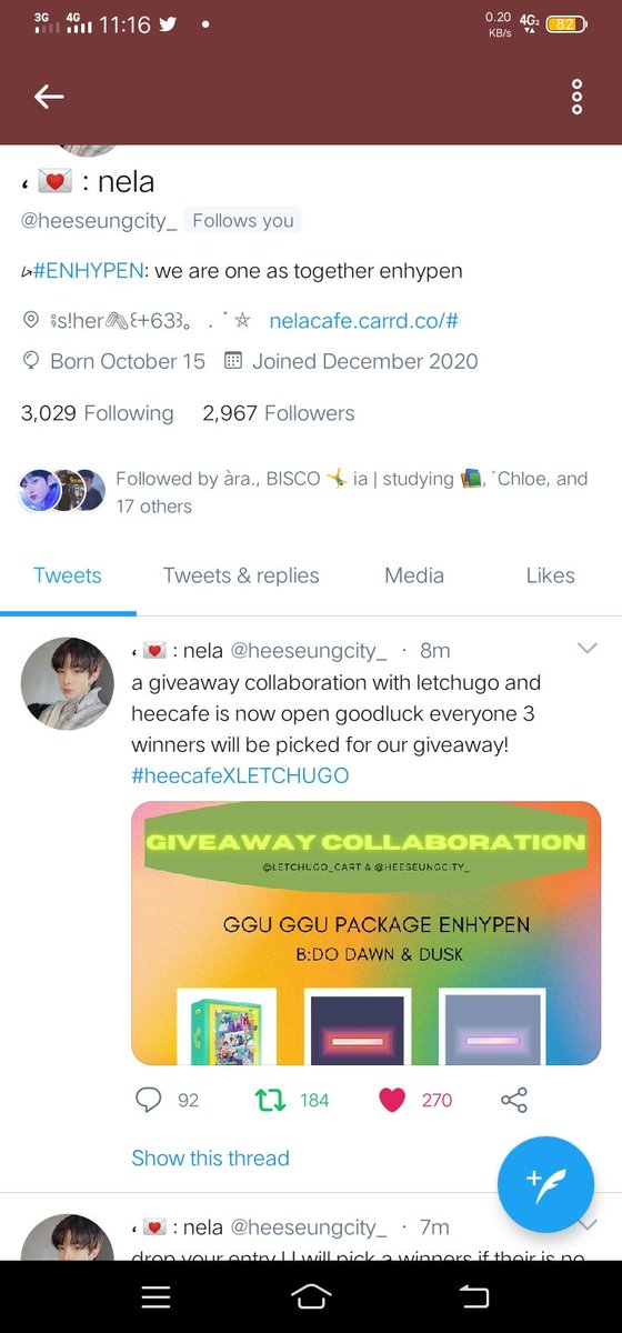 @heeseungcity_ Thank you for doing this GA✨
Hoping to win✨🤞
@jaybukayo @cutelaylaryl @bluepepperever @Beliftin_urself @jinglovestxt
#heecafeXLETCHUGO