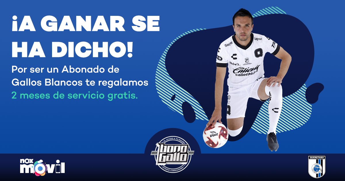 Si cuentas con tu tarjeta de #Abonado de #GallosBlancos de la temporada 2019-2020, te regalaremos 2 meses gratis del servicio de telefonía #NoxMóvil. Ingresa a abonadosgallos.noxmovil.mx descubre cómo canjear tu código.