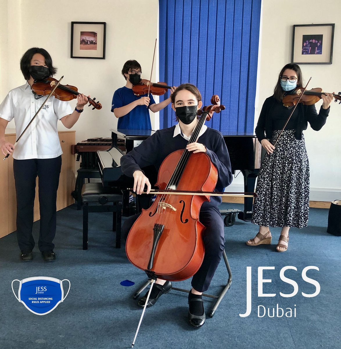 JESSDubai's tweet photo. Introducing ‘Sapphire’...our first @JESSMusicDept String Quartet whose debut virtual performance will be next Wednesday, 24th March🎻.
Stay tuned (pardon the pun 😉) for more of Sapphire and exciting things happening with @JESSMusicDept.
#sapphire #JESSmusic #JESSstrings https://t.co/dPde96GwSg