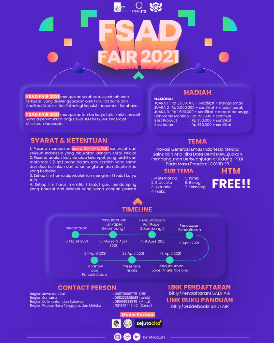its_sosmed's tweet photo. Cek tanggal penting lainnya di poster yaa!

Yuk ramaikan!

#FSADITS #FSADFair2021 #ITSCampus #ITSSurabaya https://t.co/TORlAaqL4h
