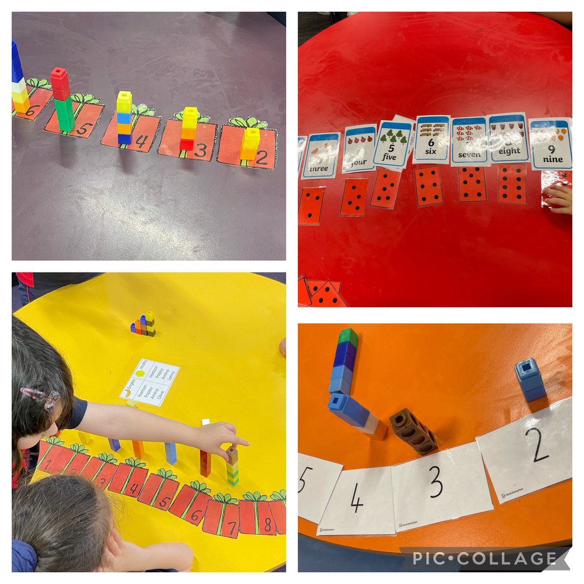 KindyStPius's tweet photo. More subsisting in maths! We can quickly recognise small amounts of objects and label and order them. Ideas from @WhiteRoseMaths #earlystage1 #kindy #earlymaths https://t.co/oghuHFtKAW