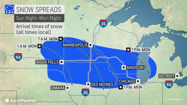 Enough cold air will be over the Dakotas, Minnesota, Wisconsin and Iowa for precipitation to fall as mainly snow to close out the weekend and kick off the workweek: https://t.co/V5SPw5Lowl https://t.co/yagjojtNVX