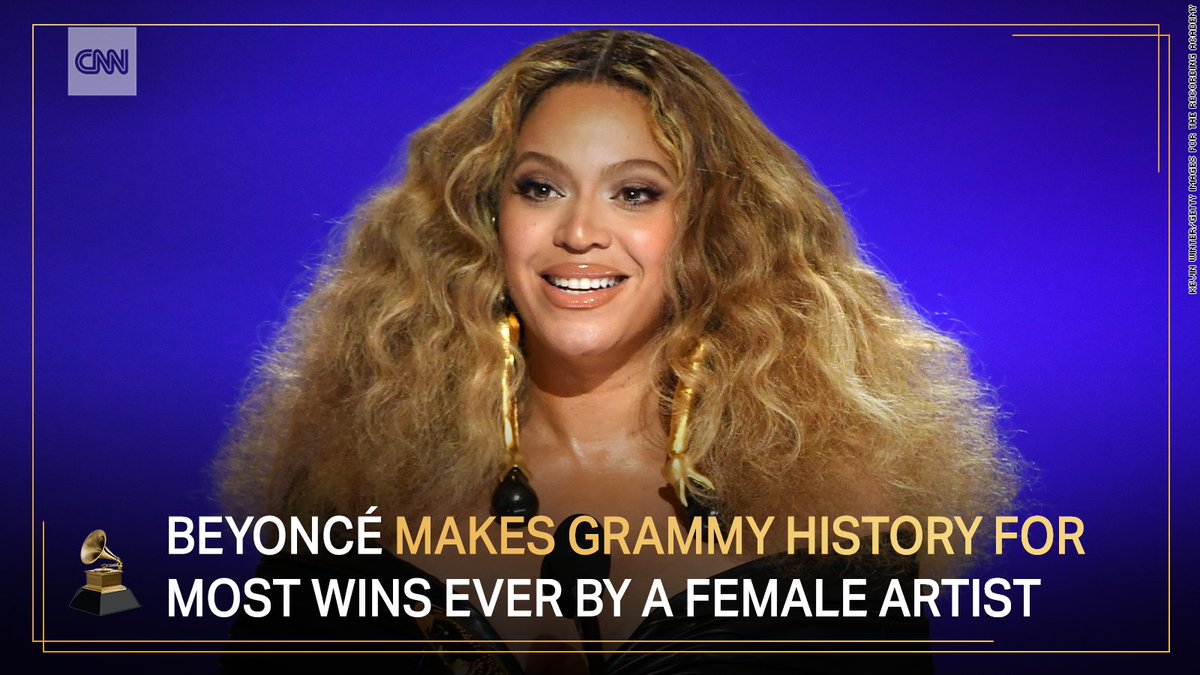 CNN's tweet photo. Beyoncé makes #Grammys history for the most wins ever by a female artist with 28 awards. She is now three wins away from the all-time record of 31, held by late conductor Georg Solti. https://t.co/Gd1a3KdgQ4 https://t.co/ipfnoSJWjs