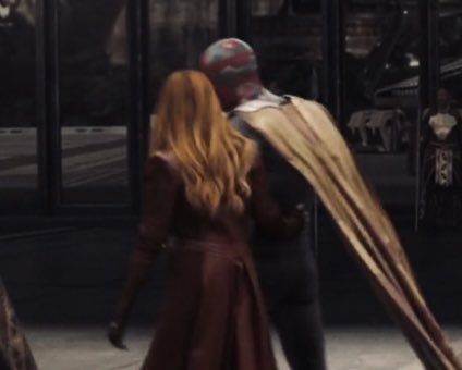 witchywandas's tweet photo. obsessed with Wanda and Vision holding onto each other in the background moments of Infinity War https://t.co/8O30y4HISb