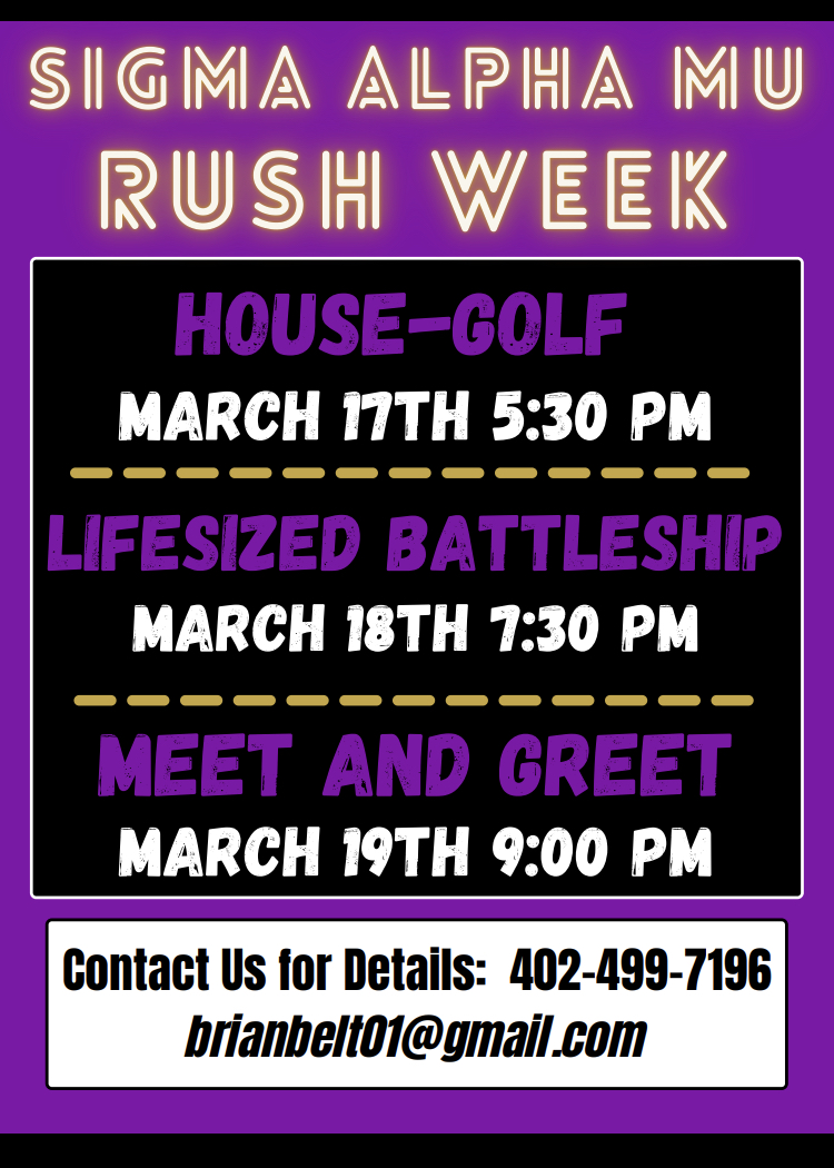 SAMMY_UNL's tweet photo. Sigma Alpha Mu Rush Week is here!!! We have planned an exciting week for our Rushees who will get the chance to participate in a ton of fun events with the frat. Contact our Rush chairs now if you're interested. https://t.co/E84u6Vr1v4
