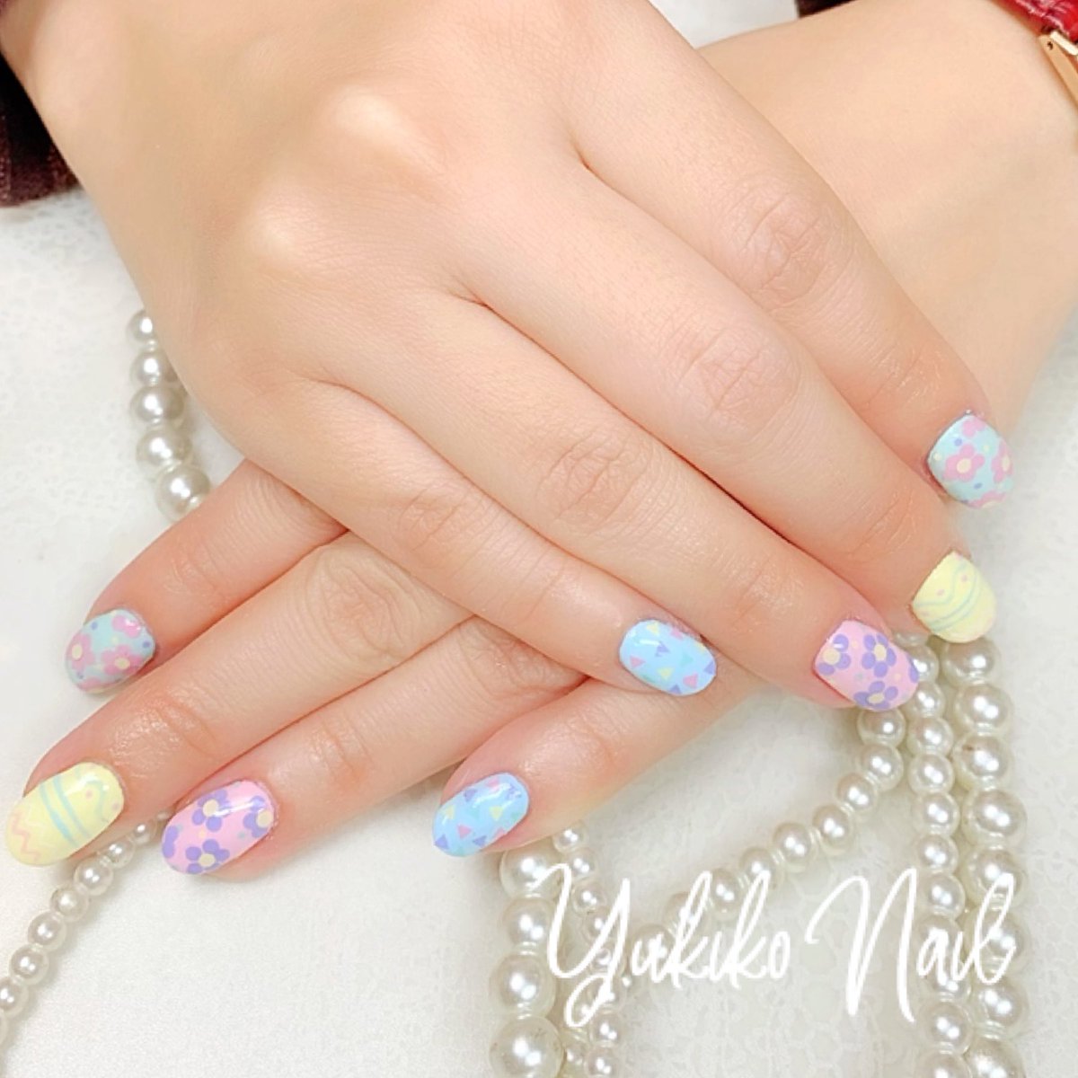 つかもと えんどう ゆきこ 要町ユキコネイル お客様ネイル リピーター様のネイルです 定額デザインからイースターネイルに 春にピッタリなパステルカラーが可愛い 今日も楽しくありがとうございました ユキコネイル 要町 要町ネイルサロン