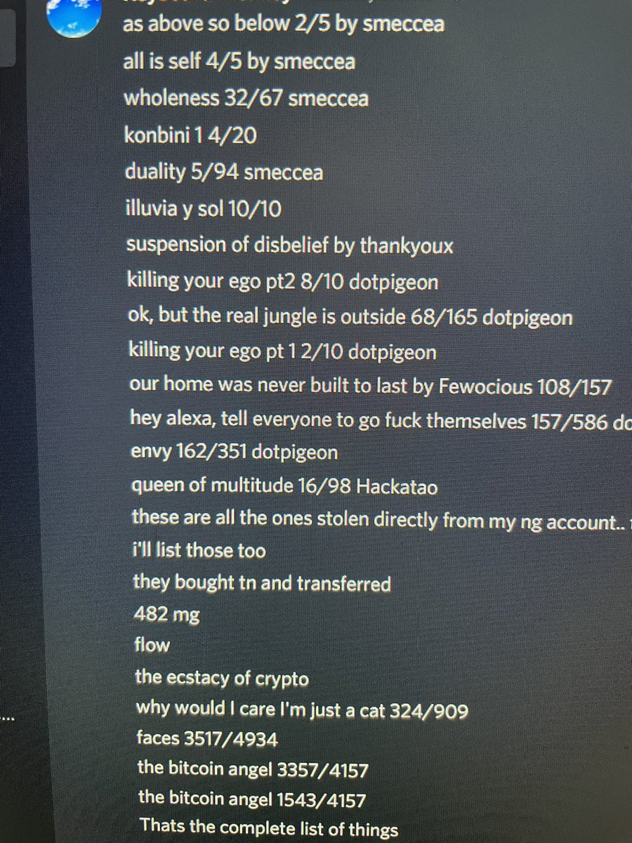 KeyboardMonkey3's tweet image. I mean it’s probably GG at this point, what recourse is there ha.  They can’t undo tx on blockchain.  Here’s the list of stolen shit... I guess don’t be lazy even for a second and forget 2FA.  Pretty fuckkng unreal.