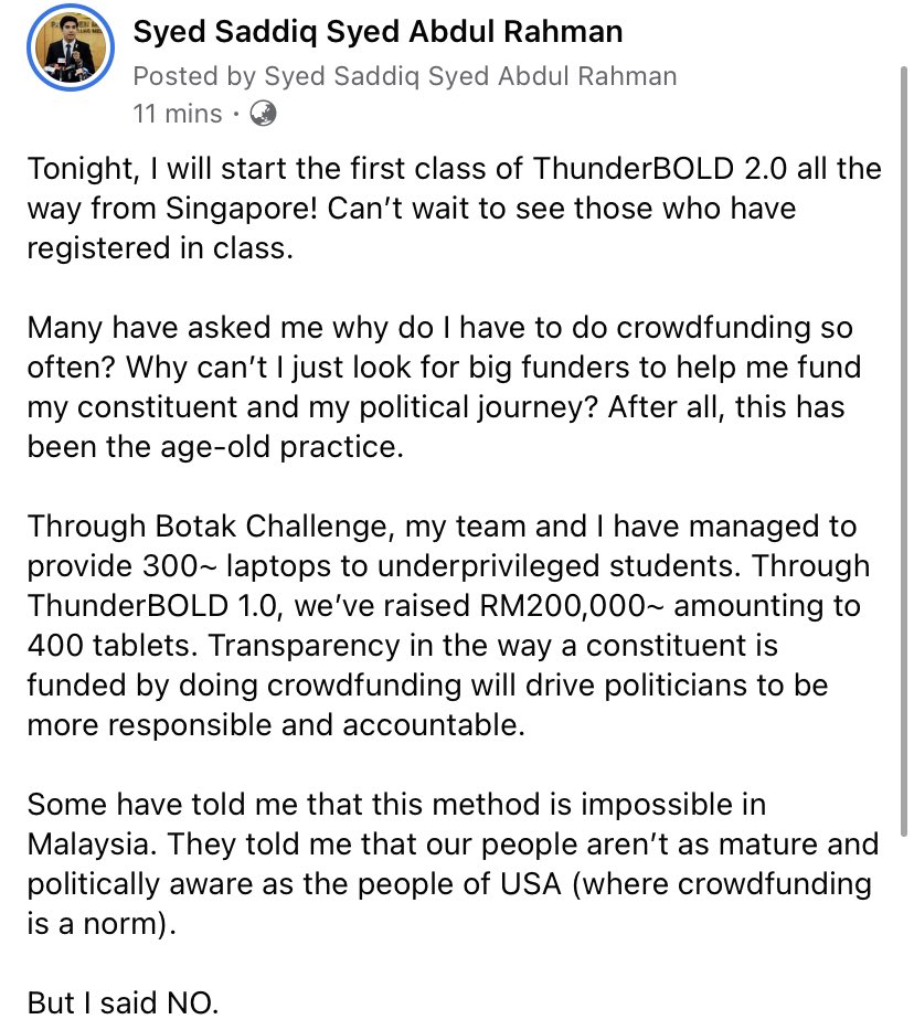SyedSaddiq's tweet image. Tonight, I will start the first ThunderBOLD 2.0 class!

Crowdfunding is NOT impossible. And if we really want to make it impactful, it isn’t easy either. But nothing good comes easy. And we should always strive for all that is good!

www.thunderbold.co 

#ThunderBOLD
