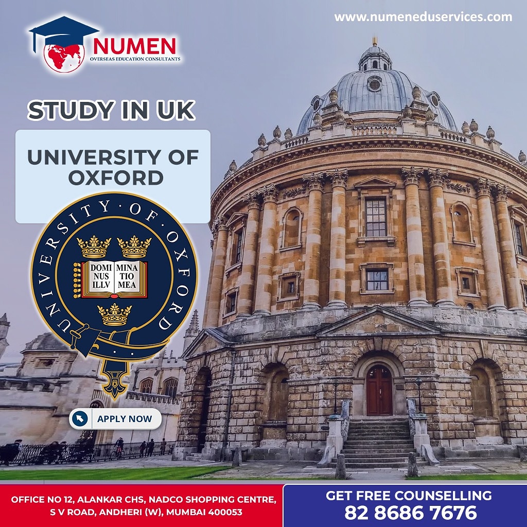 𝐒𝐞𝐩𝐭𝐞𝐦𝐛𝐞𝐫 𝟐𝟎𝟐𝟏 - 𝐀𝐝𝐦𝐢𝐬𝐬𝐢𝐨𝐧 𝐎𝐩𝐞𝐧 | 𝐔𝐧𝐢𝐯𝐞𝐫𝐬𝐢𝐭𝐲 𝐨𝐟 𝐎𝐱𝐟𝐨𝐫𝐝

#StudyAbroad #Education #BestUniversitiesAbroad #NES #NESIndia #Numen #NumenEdu #NumenEducation #StudyInUK #FreeCounsellingSession #OxfordUniversity #RussellGroup