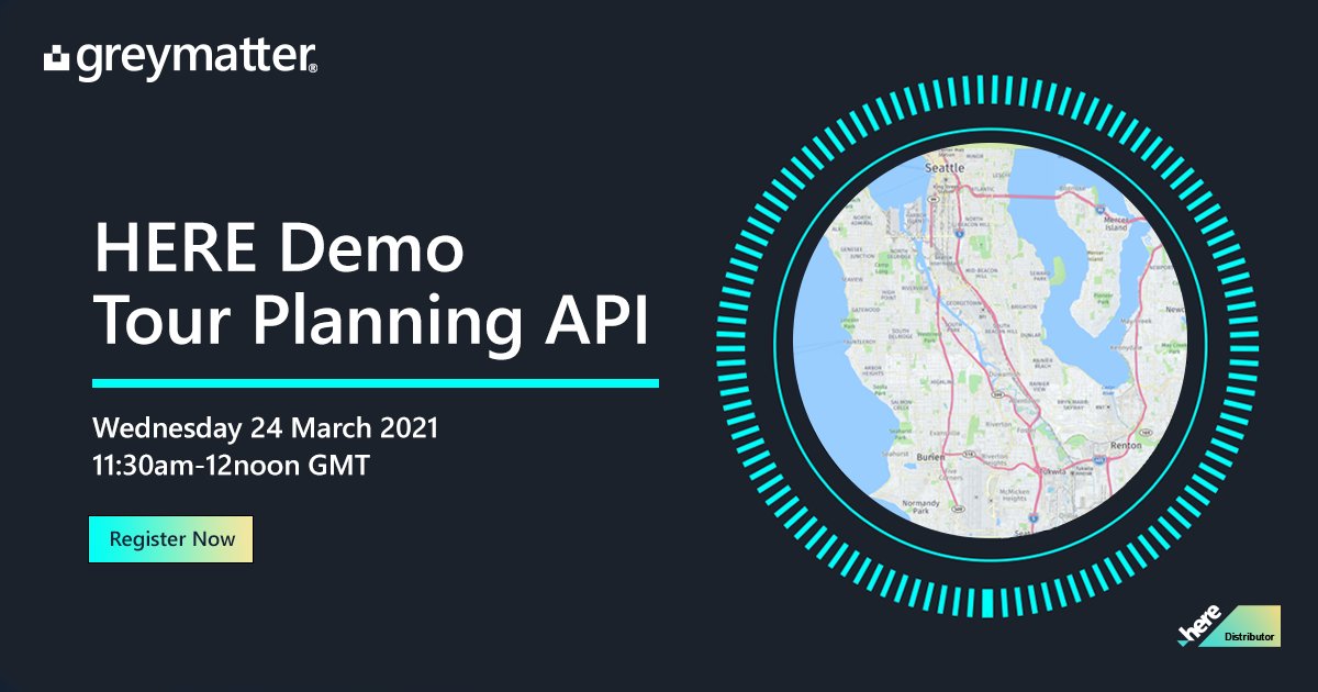 GreyMatter_News's tweet photo. For #ISVs and #softwaredevelopers building #locationsolutions &amp; services spend 30mins with us for a demo of the powerful @here Tour Planning API.

-->REGISTER HERE: https://t.co/MVETIvb6VD

#logistics #fleetmanagement #lastmile #assettracking #locationservices @heredev https://t.co/cPFaJGMyYL