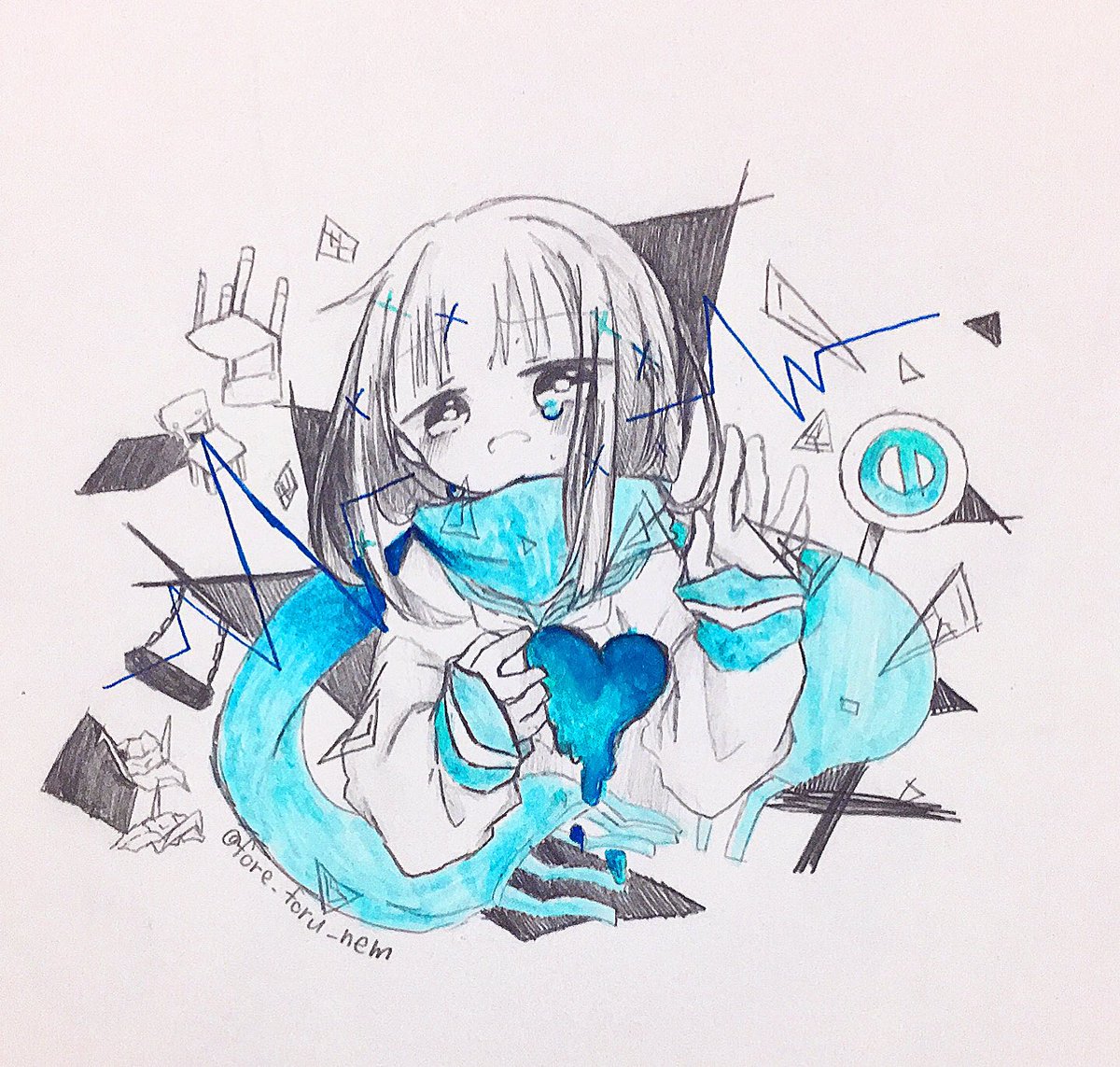 ふぉれのわーる さみしいなんて アナログイラスト イラスト 私の絵柄が性癖に刺さる人に届いてほしい 私の絵柄が好みって人にフォローされたい 私の絵柄が好みって人に見てもらえたらハッピー 病みイラスト