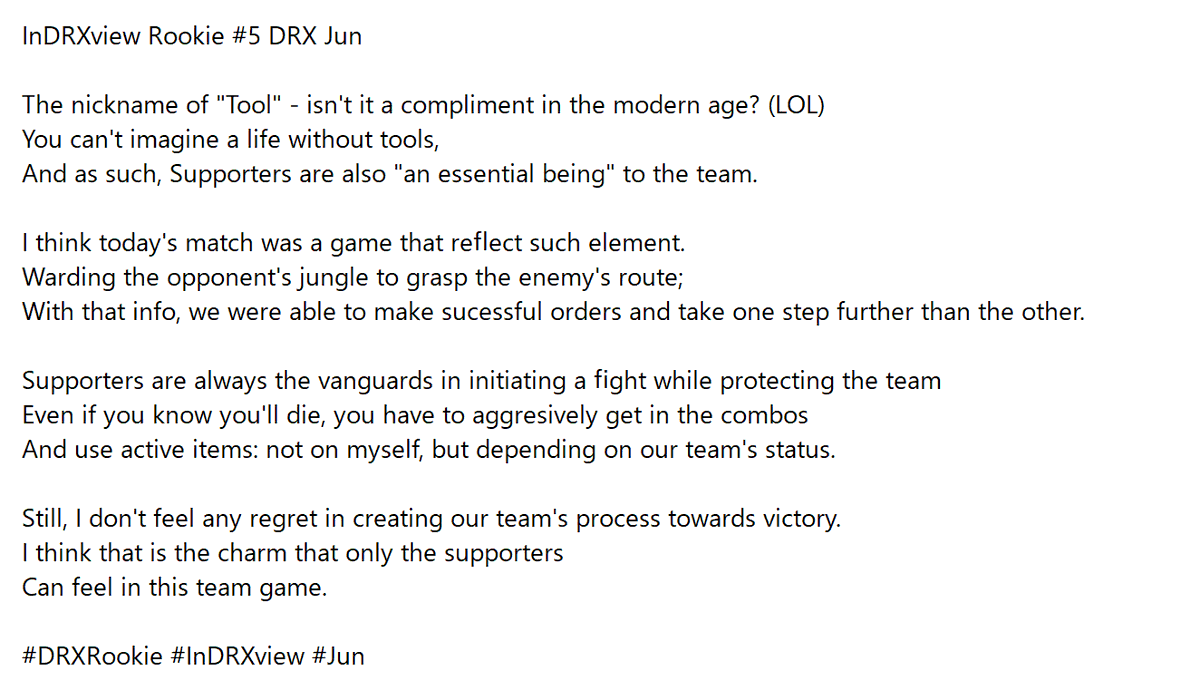 DRX_LCK's tweet photo. InDRXview Rookie #5 DRX Jun
#DRXRookie #InDRXview #Jun https://t.co/g8GLBcNbig
